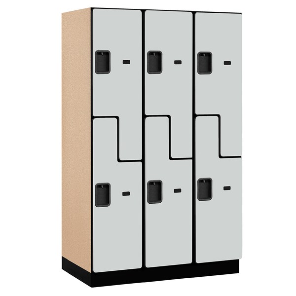 Wardrobe Locker, 45" W, 21" D, 76" H, (3) Wide, (6) Openings, Gray